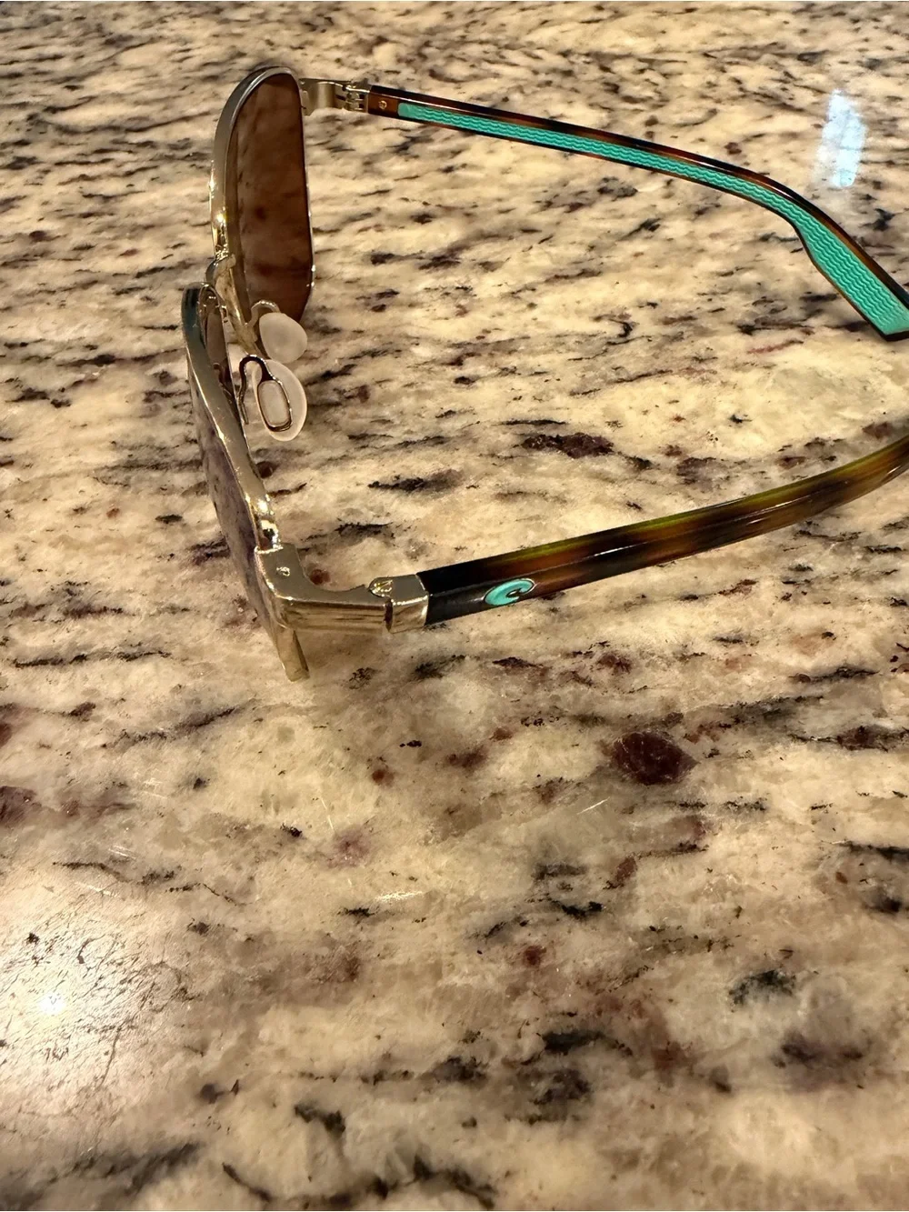 Costa Gold Frame Sunglasses with Teal Temples
